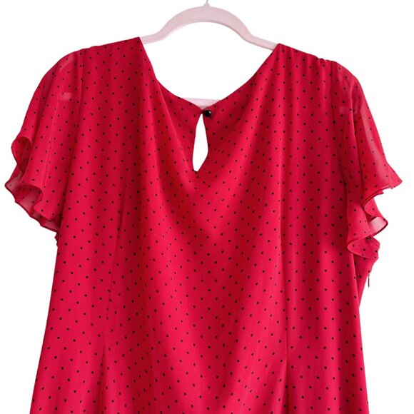 Jacques Verte Plus size red and black polka dot flowy dress short sleeve s20 - Picture 4 of 9